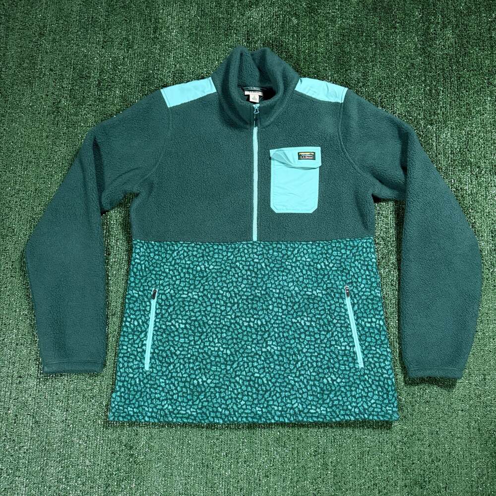 L.L. Bean Women's Fleece Pullover Jacket - Green/Teal Size S
